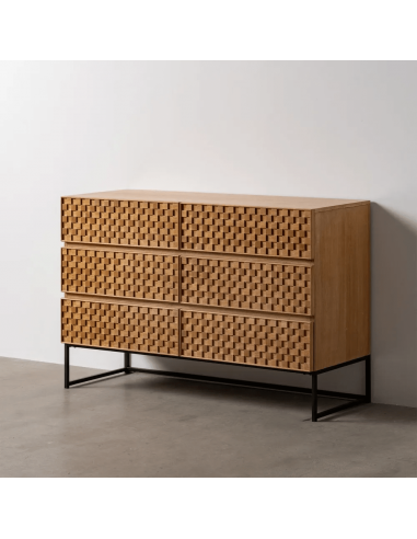 Cômoda Marigni 118 x 77, 6 gavetas em madeira e...