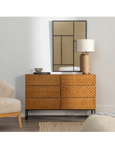 Cómoda Marigni 118 x 77, 6 cajones de madera y MDF en fresno 2