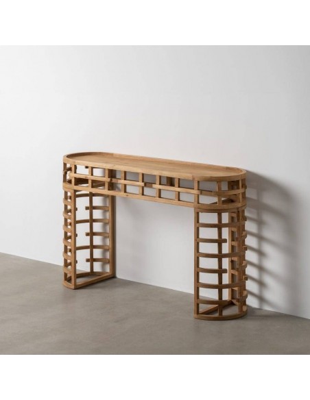 Consola recibidor oval ZENDAYA 120 x 76 en madera natural