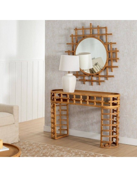 Consola de hall oval ZENDAYA 120 x 76 em madeira natural