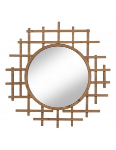 Espelho étnico redondo ZENDAYA 100, em madeira natural.