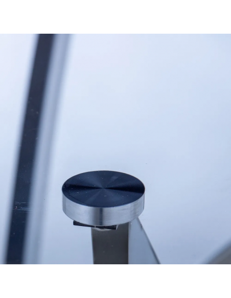 Mesa redonda de vidro cinza THUR 120, base em aço inoxidável