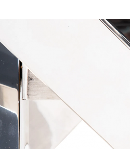 Mesa redonda cristal gris THUR 120, base inox