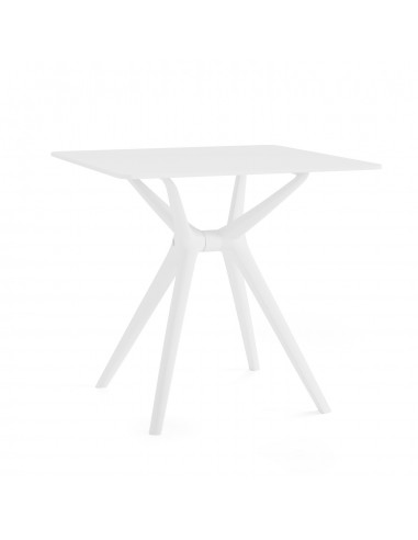 Mesa cuadrada exterior JULIET 70 x 70, polipropileno blanco.