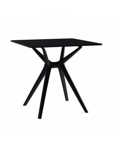 Mesa cuadrada exterior JULIET 70 x 70, polipropileno negro.