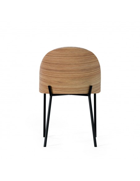 Silla Eamy de tejido Bora y respaldo chapado en fresno natural