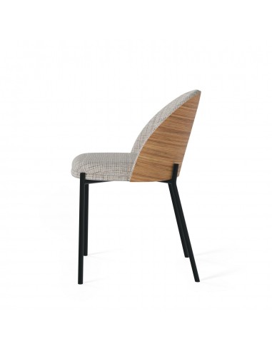 Silla Eamy de tejido Bora y respaldo chapado en...