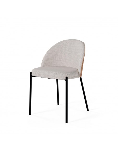 Silla Eamy de tejido Bora y respaldo chapado en fresno natural