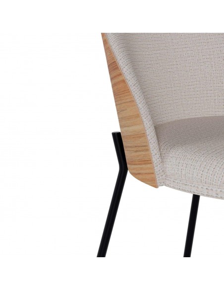 Silla Eamy de tejido Bora y respaldo chapado en fresno natural