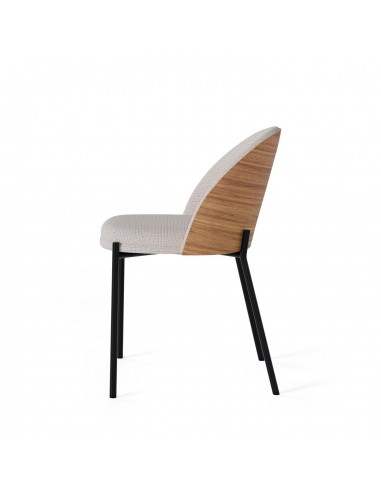 Silla Eamy de tejido Bora y respaldo chapado en...