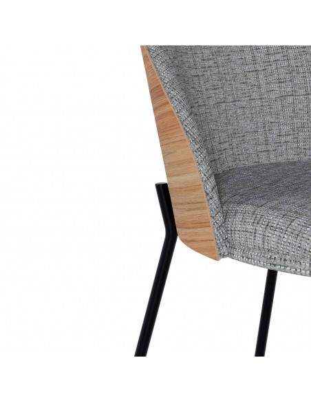 Silla Eamy de tejido Bora y respaldo chapado en fresno natural