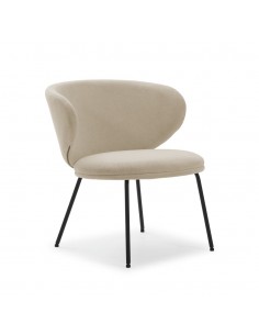 Poltrona design RUSH em tecido e pernas de metal preto