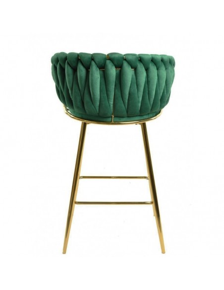 Taburete GIO 70 metal cromado dorado, tapizado velvet verde