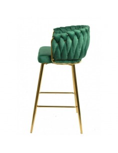 Taburete GIO 70 metal cromado dorado, tapizado velvet verde 2