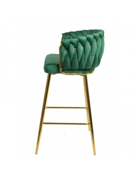 Taburete GIO 70 metal cromado dorado, tapizado velvet verde