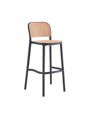 Taburete exterior SANTANA 75, apilable, polipropileno negro y beige