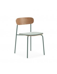 Silla moderna Maure de chapa de roble, tejido y metal con...