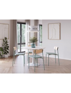Silla moderna Maure de chapa de roble, tejido y metal con... 2