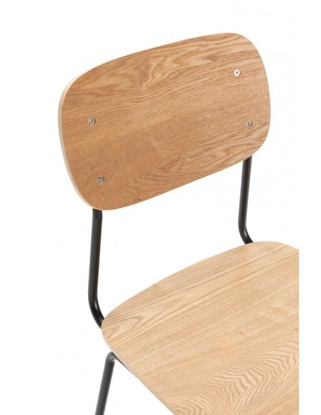 Silla de estilo retro AIRA, chapa de roble y acero negro