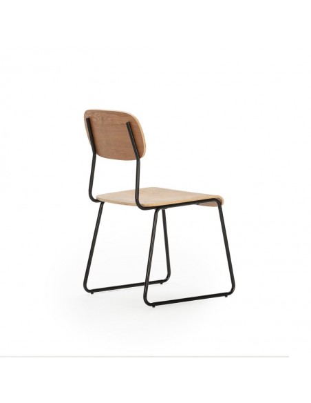 Silla de estilo retro AIRA, chapa de roble y acero negro