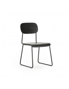 Silla de estilo retro AIRA, chapa de roble negro y acero...