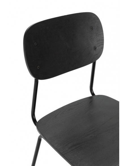 Silla de estilo retro AIRA, chapa de roble negro y acero negro