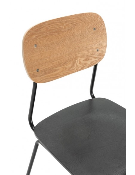 Silla de estilo retro AIRA, chapa de roble natural y negro