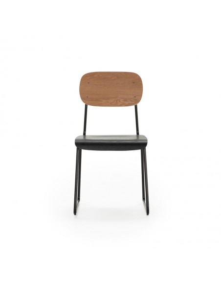 Silla de estilo retro AIRA, chapa de roble natural y negro