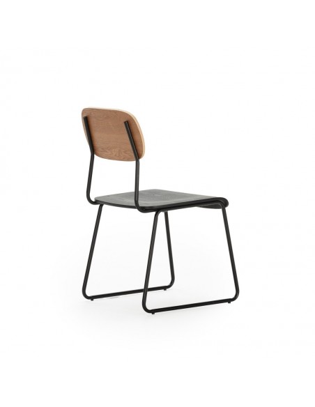 Silla de estilo retro AIRA, chapa de roble natural y negro