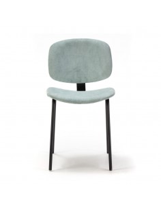 Silla de comedor estilo retro ARUS tejido pana y metal negro 2