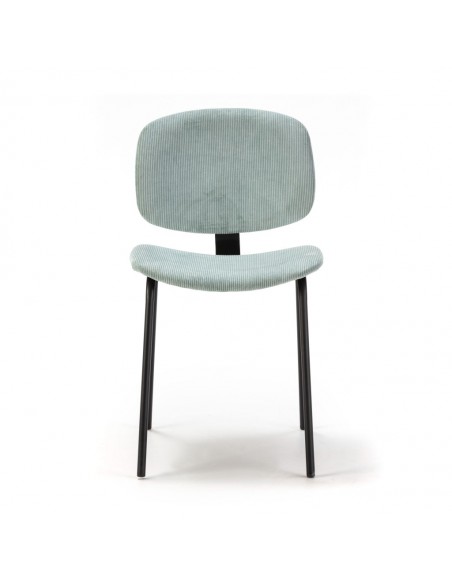 Cadeira de jantar estilo retro ARUS, tecido veludo cotelê e metal preto