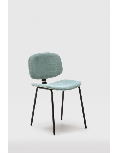 Silla de comedor estilo retro ARUS tejido pana y metal negro