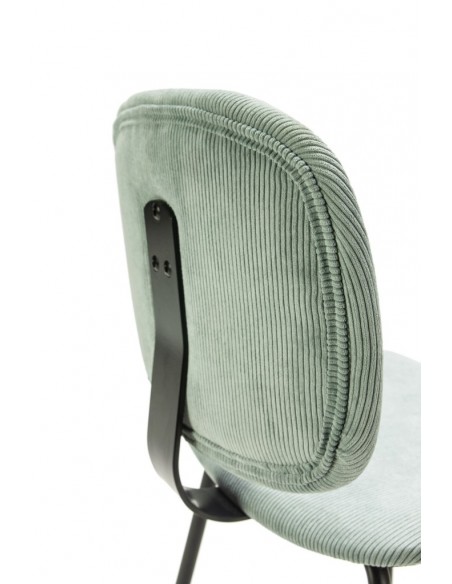 Cadeira de jantar estilo retro ARUS, tecido veludo cotelê e metal preto