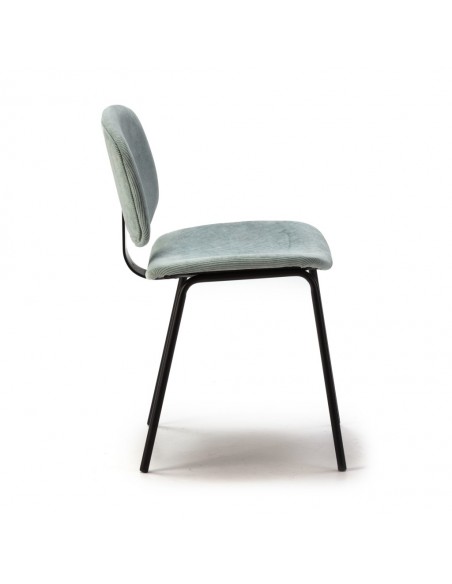 Silla de comedor estilo retro ARUS tejido pana y metal negro