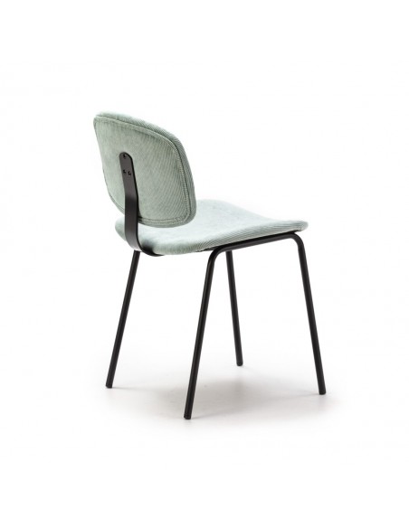 Silla de comedor estilo retro ARUS tejido pana y metal negro