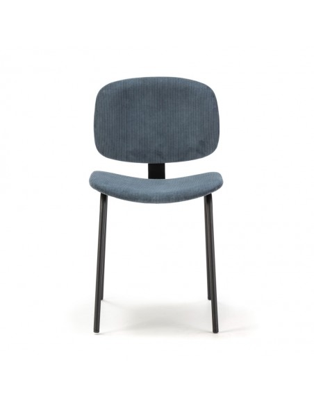 Silla de comedor estilo retro ARUS tejido pana y metal negro