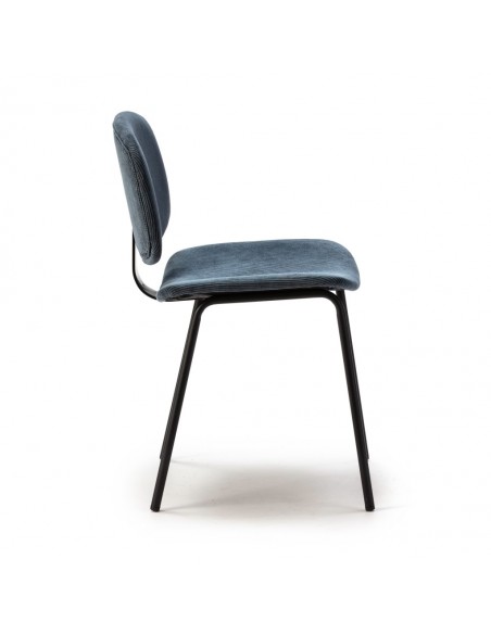 Silla de comedor estilo retro ARUS tejido pana y metal negro