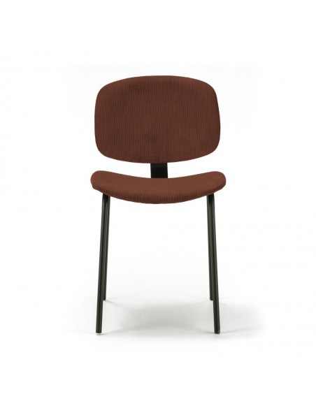 Silla de comedor estilo retro ARUS tejido pana y metal negro