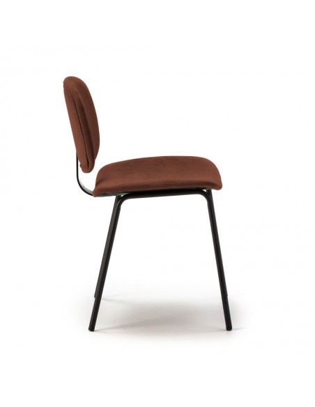 Silla de comedor estilo retro ARUS tejido pana y metal negro
