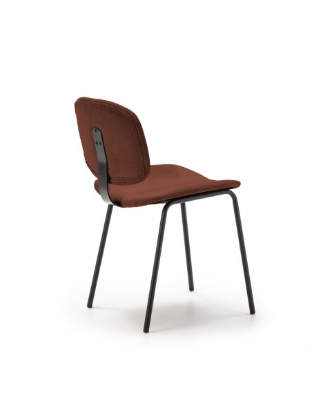Silla de comedor estilo retro ARUS tejido pana y metal negro