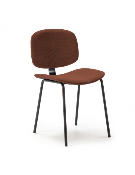 Silla de comedor estilo retro ARUS tejido pana y metal negro