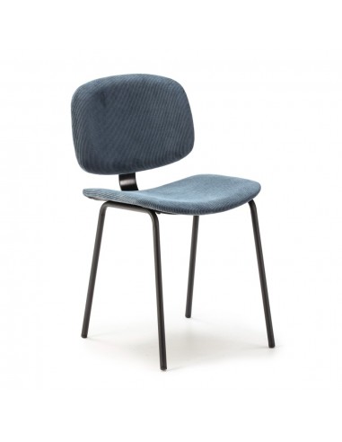 Silla de comedor estilo retro ARUS tejido pana y metal negro