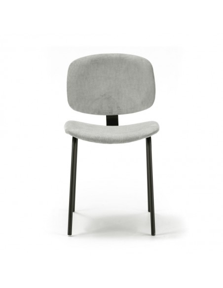 Silla de comedor estilo retro ARUS tejido pana y metal negro