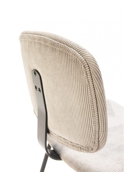 Silla de comedor estilo retro ARUS tejido pana y metal negro