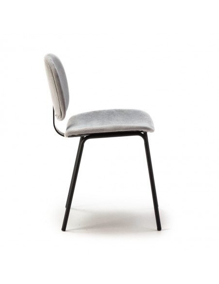 Silla de comedor estilo retro ARUS tejido pana y metal negro