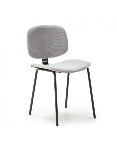 Cadeira de jantar estilo retro ARUS, tecido veludo cotelê e metal preto
