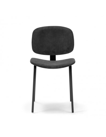 Silla de comedor estilo retro ARUS tejido pana y metal negro