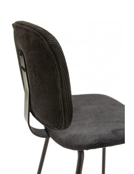 Silla de comedor estilo retro ARUS tejido pana y metal negro