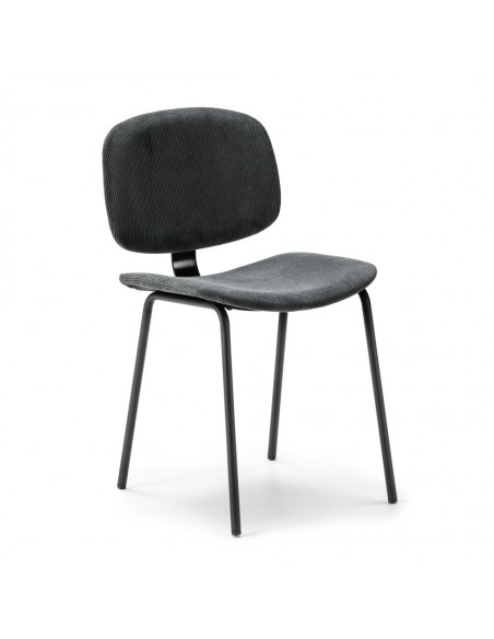 Silla de comedor estilo retro ARUS tejido pana y metal negro