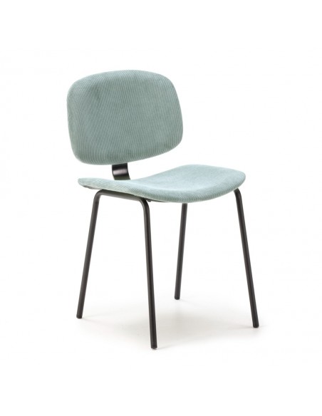 Silla de comedor estilo retro ARUS tejido pana y metal negro